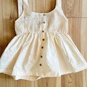 Hollister White Babydoll Top Size large– Button Front Cream Blouse Casual Cute